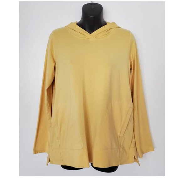 J.Jill Luxe Supima Pullover T-Shirt Tunic Hoodie Pockets Seam Stitching Size S - Picture 1 of 10
